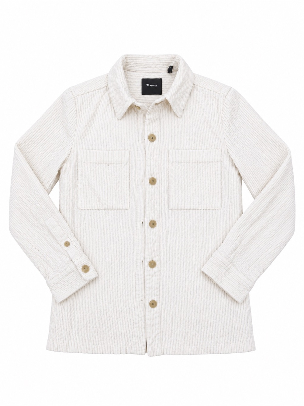 Theory White Cotton Corduroy Button Down Overshirt XS Petite P Stretch